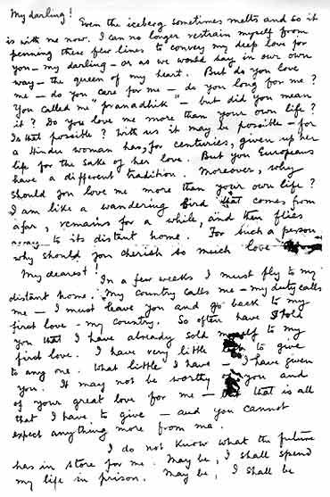 One of the many letters Netaji wrote to his wife.