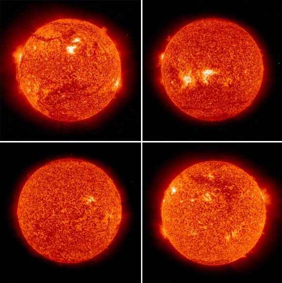 Top left: The sun as on April 29, 1999; Top right: April 29, 2006; Bottom left: April 29, 2008; Bottom right: May 2, 2010
