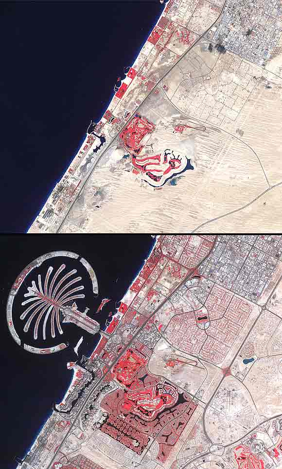 he first image, acquired in November 2000. Bottom image taken on February 2011