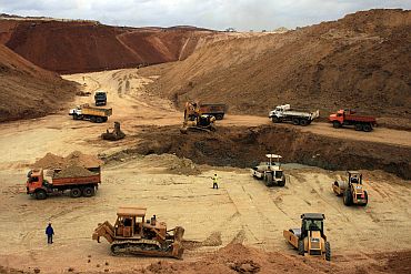 Mining in progress in Bellary district of Karnataka