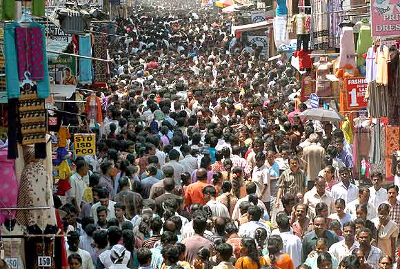 People crowd a marketplace ahead of the festive season in Chennai
