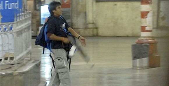 Ajmal Kasab at CST during the 26/11 attacks in Mumbai