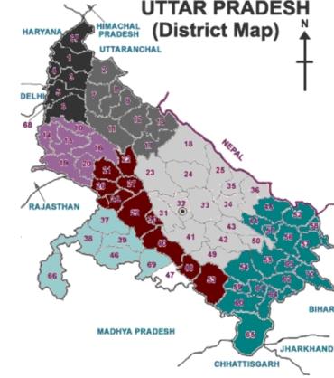 A map of Uttar Pradesh