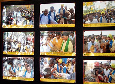 Photographs of Chandrababu Naidu in the office of Telugu Desam Party