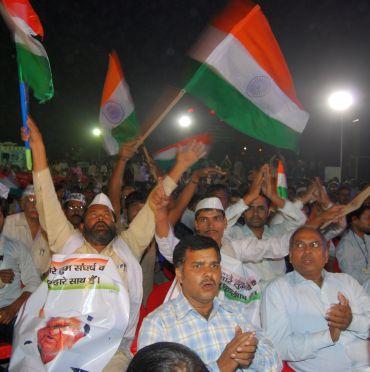 A rally in support of Anna Hazare's anti-corruption movement