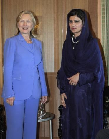 A file photo of US Secretary of State Hillary Clinton with Pakistan's Foreign Minister Hina Rabbani Khar