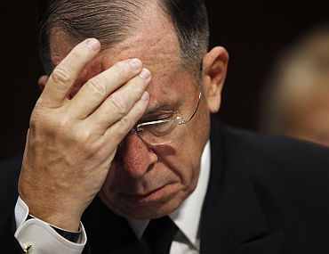 Then Chairman of the Joint Chiefs of Staff Admiral Mike Mullen attends his final Senate Armed Services Committee hearing, September 22.