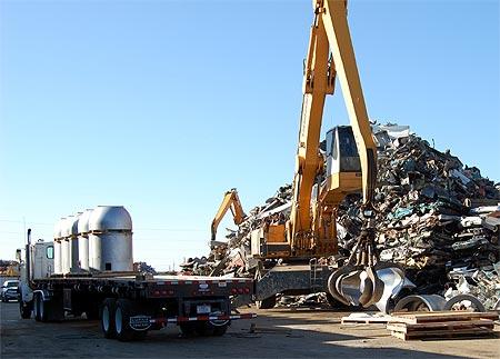 Parts of a B53 nuclear bomb are pictured prior to shredding at the Pantex nuclear weapons storage facility outside Amarillo, Texas