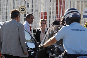 France's Ecology, Transport and Housing Minister Kosciusko-Morizet arrives after an explosion