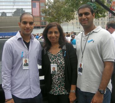 Bharti Parmar, wife of Hasmukh Parmar, with her two sons