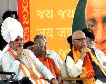 Gujarat CM Narendra Modi with L K Advani