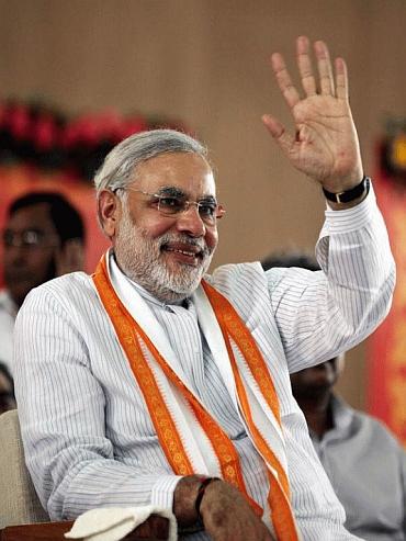 Gujarat CM Narendra Modi at the fast venue