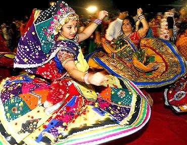 A young reveller at the Goregaon sports club Sankalp garba dance in Mumbai