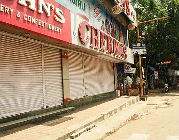 Shops and businesses were largely closed during the bandh for Telangana in Hyderabad on Friday