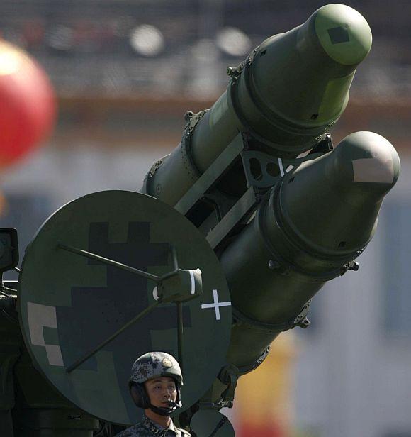 A People's Liberation Army soldier at a parade in Beijing