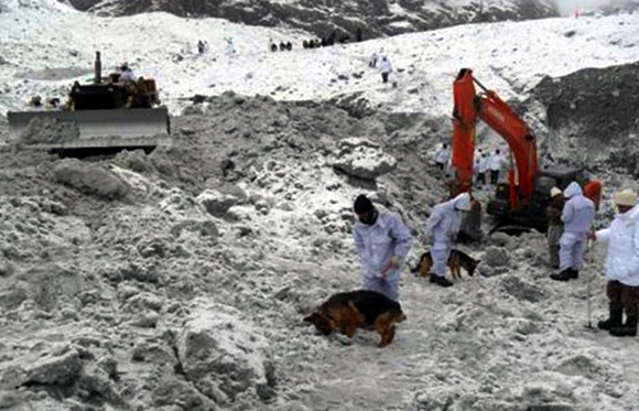 Rescue efforts underway to locate soilders buried in an avalanche at the Siachen Glacier