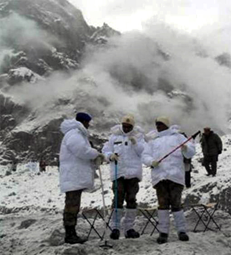 Army personnel oversee the rescue efforts