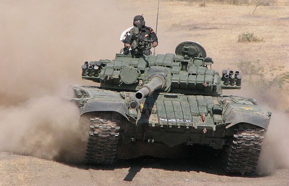 The T-72 tank is equipped with the 125 mm main gun