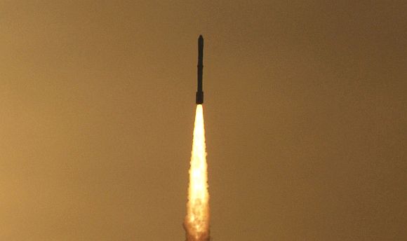 The PSLV C-18 blasts off with the Radar Imaging Satellite