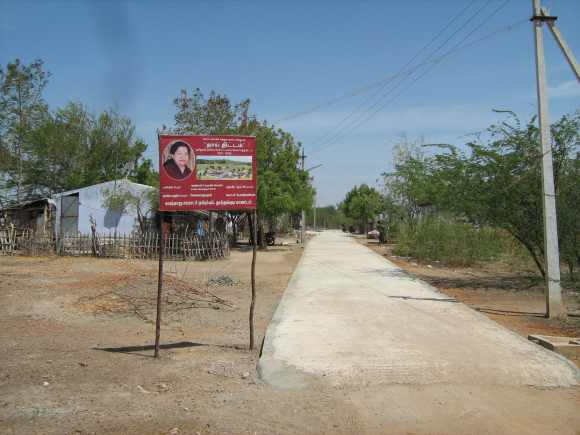 The road leading to the Dalit colony in Velayuthapuram