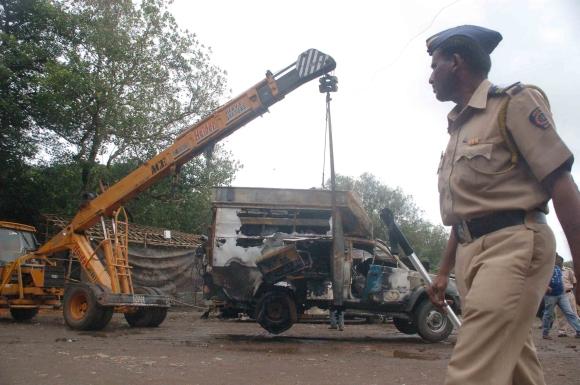 The site of the Mumbai violence the day after, on Sunday