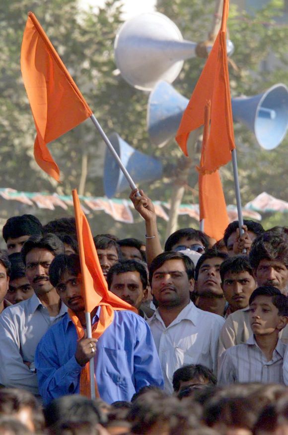BJP supporters at a public rally in Gujarat