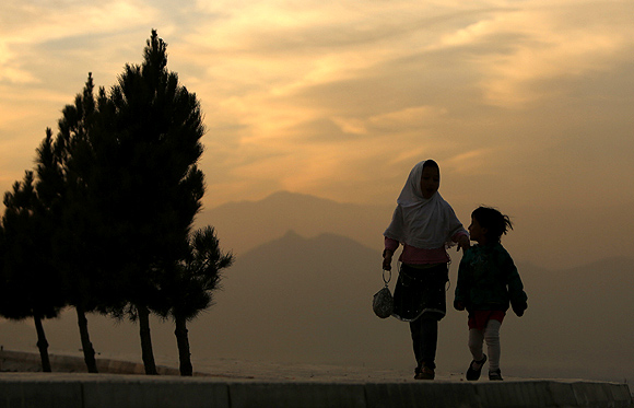 The sun sets in Kabul, December 9, 2012.