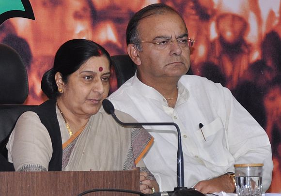 BJP leaders Sushma Swaraj and Arun Jaitley
