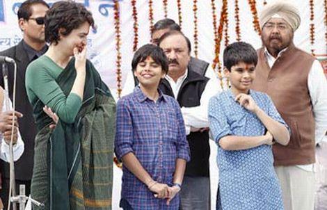 First Look: Priyanka's kids on UP poll scene - Rediff.com News