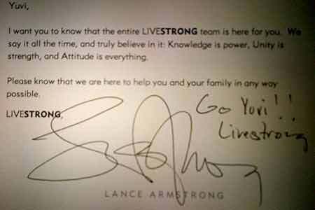 Live! Lance Armstrong to Yuvi: We are here to help you