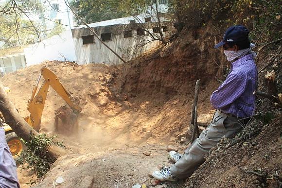 A worker at the excavation site