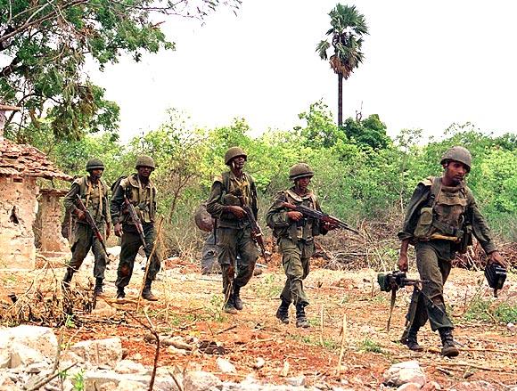 A file photo of Sri Lankan soldiers patrolling in northern Jaffna