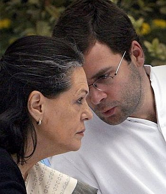 Congress president Sonia Gandhi with son Rahul