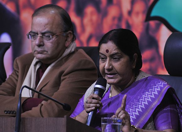 BJP leaders Sushma Swaraj and Arun Jaitley