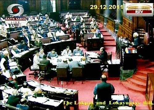 The Rajya Sabha during the Lokpal debate