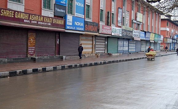 Srinagar during a curfew