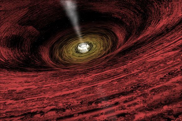 NASA handout illustration of a growing supermassive black hole