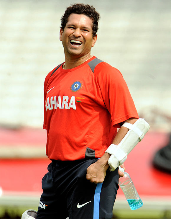 Sachin Tendulkar during a training session before the Oval Test, London, August 2011