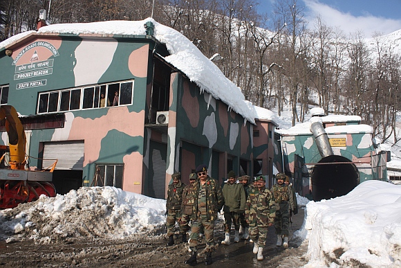 Army troops near the highway