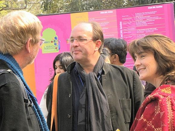 Author William Dalrymple (c)  at the Jaipur Literature Festival