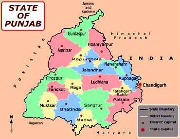 A map of Punjab