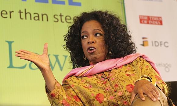 Oprah Winfrey speaks at the Literature Festival in Jaipur