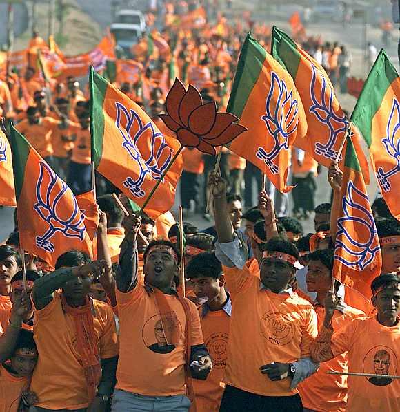 BJP supporters at a rally