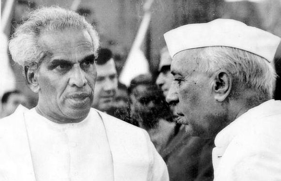 Late Prime Minister Jawaharlal Nehru with then Defence Minister Krishna Menon