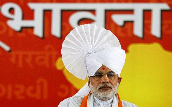 Narendra Modi during his 'Sadbhavna' fast in Ahmedabad