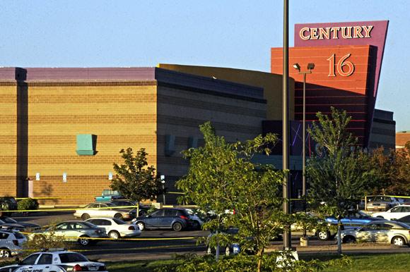 The Century 16 Theatre where a masked gunman killed 14 people at a midnight showing of the new Batman movie in Aurora, Colorado