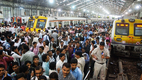 The scene at the Churchgate station in Mumbai