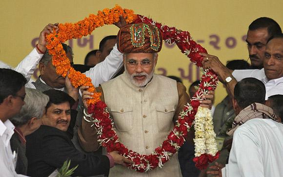 Gujarat Chief Minister Narendra Modi at a rally