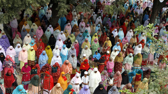 Women offer prayers at a mosque in Ahmedabad