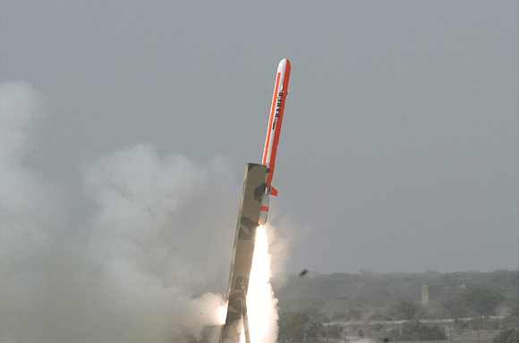 Pakistan's nuclear-capable Hatf-VII cruise missile. Photograph: Reuters